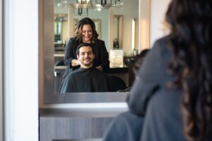 Men’s grooming salon services Walnut Creek - venus getting ready for a haircut